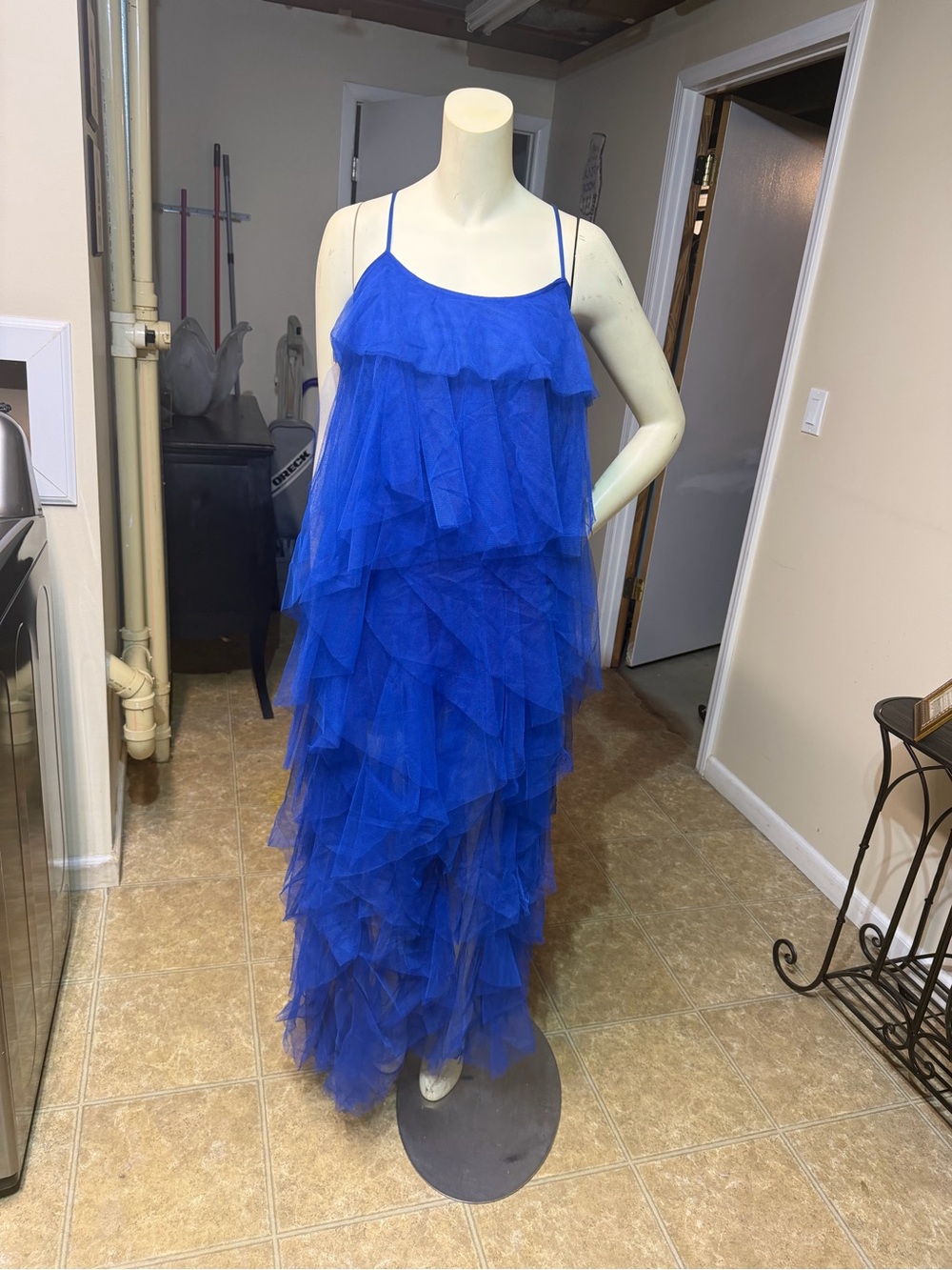 AKIRA Royal Blue Tiered Ruffle Maxi Dress